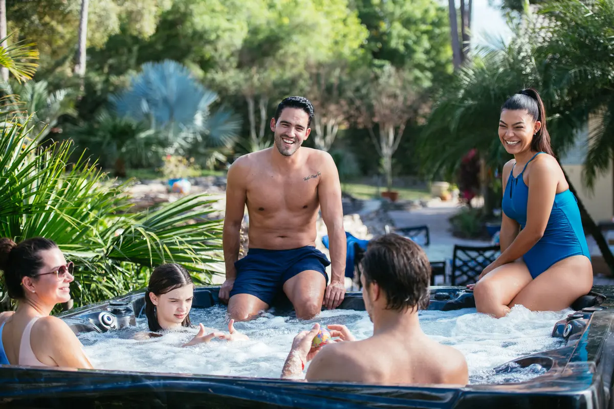 Cantilever umbrellas for spa systems